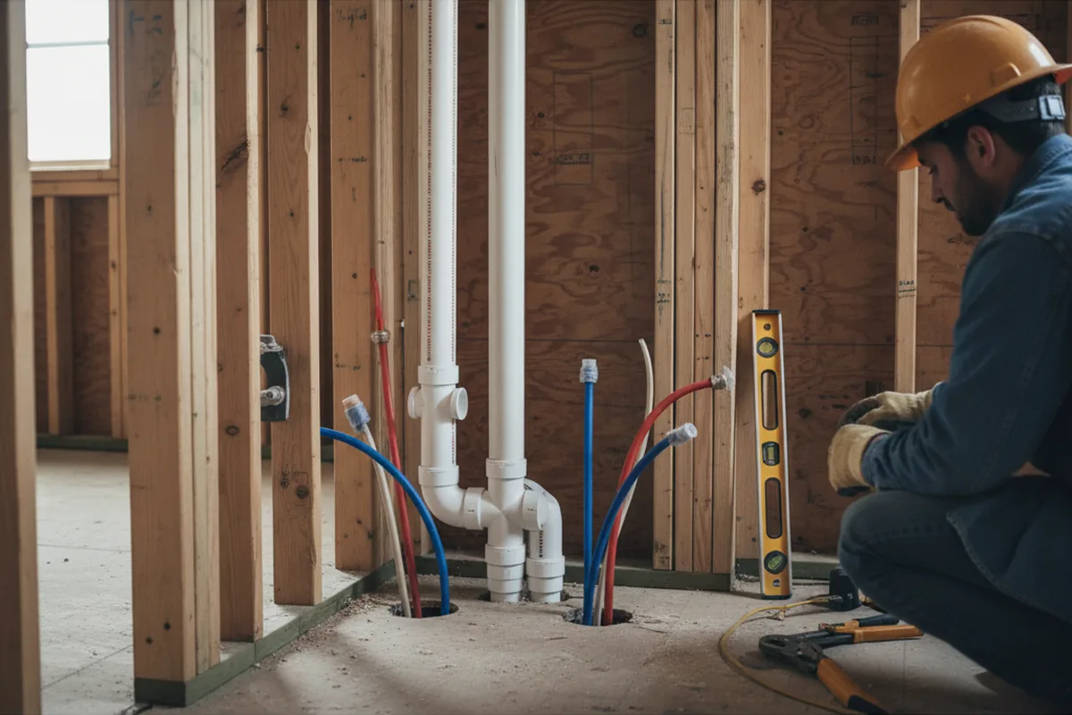 Drain and supply rough-in during Garbage Disposal Repair in Amagon